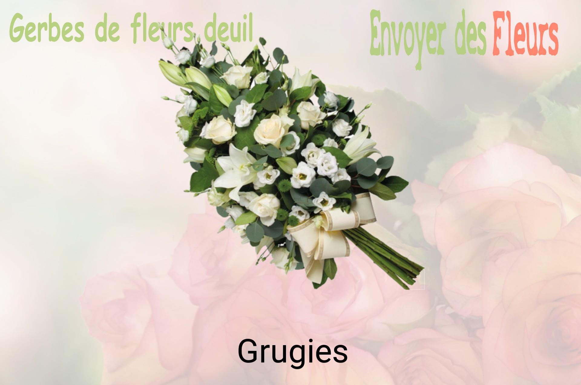 Gerbe de fleurs de deuil livrée à Grugies